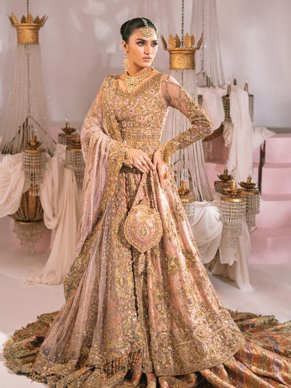 Luxury Wedding Bridal Lehenga – Silver, Gold, Red & Pink Tones with Exquisite Hand Embellishments - Image 3