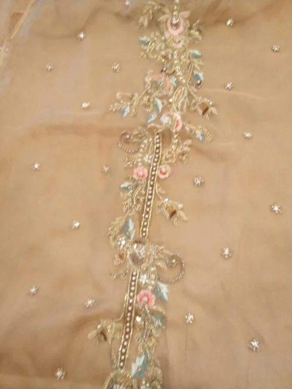 Golden Gharara Shirt with Exquisite Mughal-Inspired Embellishments - Image 4