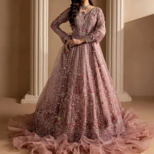 Lavender Pakistani Wedding Dress – Royal Maxi and Dupatta Style