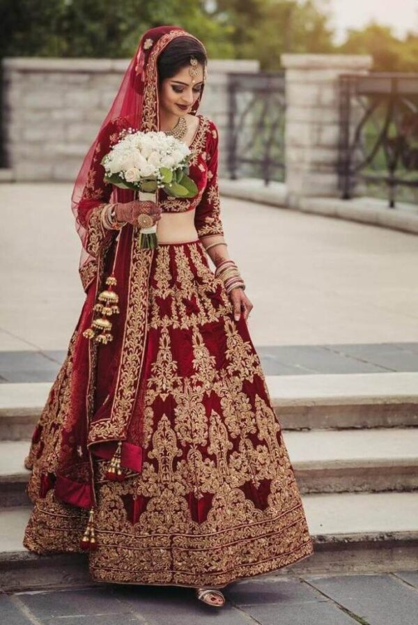 Beautiful Bridal Dress – Red & Magenta with Exquisite Handcrafted Embellishments - Image 2