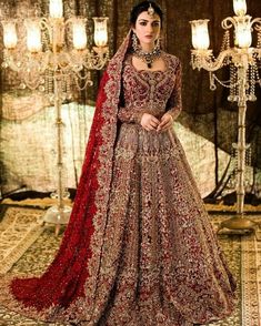 Beautiful Bridal Dress – Red & Magenta with Exquisite Handcrafted Embellishments